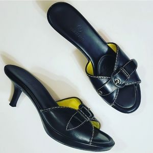 Cole Haan Womens Black Peep Toe Buckle Front Heels